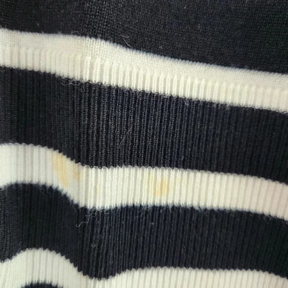 Red Button Cardigan Size L Yellow Block Black White Striped Long Sleeve *READ* - Picture 14 of 16